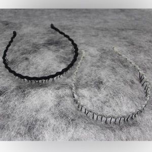 Silk Headbands, one black, one silvery gray